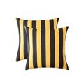 Set of 2 geometric yellow and black vertical striped waterproof linen outdoor pillow covers - Double Pack Pillowcases / Yellow and Black Vertical Stripes