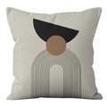 Nordic brown geometric arch throw pillow cover in light beige fabric for sofa and bedroom - Minimalist Abstract Arch Lines (XMD01--12)