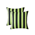 Waterproof outdoor pillow covers with bold green and black vertical geometric stripes - Double Pack Pillowcases / Green and Black Vertical Stripes