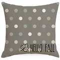 Linen Thanksgiving pillow case with polka dots and Hello Fall text on white background - Beige Grey Polka Dot Maple Leaf Text Style (TQSD4-2) / 45*45cm (Pillow Not Included)
