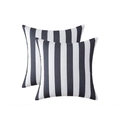 Set of two modern waterproof linen pillow covers with black and white vertical stripes - Double Pack Pillowcases / Black and White Stripes