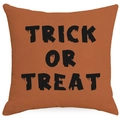 Detail of Trick or Treat Halloween pillowcase with rustic orange linen texture finish - 45x45cm Linen Single Sided (Without Core) / Trick or Treat Text (TQYD1-9)