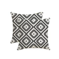 Set of two geometric black diamond outdoor waterproof linen pillow covers for couch - Double Pack Pillowcases / Black and White Serrated Rhombus