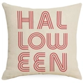 Detail van rode Halloween tekstprint op getextureerde linnen kussensloop stof - 45x45cm Linnen Enkelzijdig (Zonder Kern) / Rode Halloween Tekst (TQYD1-3)