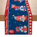 Independence Day table runner featuring red white and blue gnomes on light wood table - 33*183cm / ZQ44-2