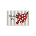 Valentine's Day table mat with grey stripes, red polka dot heart and Cupid arrow - 30*45cm Cotton Linen Texture / CD31-1