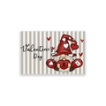 Valentine's Day table mat featuring a cute gnome holding a heart on gray stripes - 30*45cm Cotton Linen Texture / CD31-2