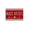 Red Valentine's Day placemat with white heart patterns and Hugs Kisses lettering - 30*45cm Cotton Linen Texture / CD31-3
