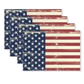 Set of four vintage US flag table mats with a distressed linen texture for July 4th decor - CD56-1