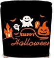 Halloween chair cover with Happy Halloween print, ghosts and pumpkin patterns on black fabric - 49x58cm / Ghost Pumpkin HAPPY Halloween Style
