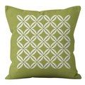 Green geometric floral print throw pillow cover with soft velvet texture for sofa - Grid Petal Pattern (crd77-9) / 45X45 Single-sided Short Plush Without Core