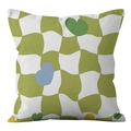 Green and white wavy checkerboard pillowcase with colorful heart pattern print - Wave Heart Pattern (crd77-11) / 45X45 Single-sided Short Plush Without Core