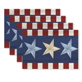 Set of 4 vintage American flag printed linen placemats with rustic wood grain texture - CD56-5