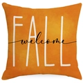 Orange autumn pumpkin pillow cover featuring FALL welcome text print on fabric - 18x18 Inch / Fall Welcome - Orange