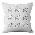 Minimalist white square cushion cover featuring a black Dala Horse geometric pattern print - Horse Matrix Pattern (crd77-17) / 45X45 Single-sided Short Plush Without Core