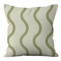Short plush cushion cover featuring olive green wavy geometric print on cream base - Vertical Wave Pattern (crd77-18) / 45X45 Single-sided Short Plush Without Core