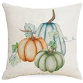 Linen Thanksgiving pillow cover featuring watercolor orange and blue pumpkin designs - Watercolor Pumpkin Pattern (TQYM8-3) / 45x45cm Linen Single Sided (Without Core)