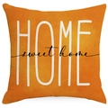 Detail of the linen texture and Sweet Home typography on the orange pumpkin pillow cover - 18x18 Inch / Home Sweet Home - Orange