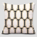 American retro square pillowcase with white fabric and golden geometric arch pattern - 45*45cm Short Plush Double-sided (Excluding Pillow Core) / Arch Geometric Texture Design (TQS5-9)