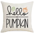 Hello Pumpkin linen pillowcase with autumn harvest pumpkin print for couch decor - Hello Pumpkin (TQYM8-1) / 45x45cm Linen Single Sided (Without Core)
