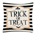 Halloween Trick or Treat pillow case with black white stripes and orange graphics - 45*45cm Linen Single-Sided No Insert / Trick or Treat Black and White Stripes (TQYM12-1)