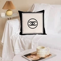 Modern Nordic square throw pillow with black and white interlaced C-pattern on a sofa - 45x45cm Double-sided Short Plush (Without Core) / Double C Geometric Design (TQS1-6)