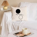 Minimalist beige square cushion featuring black geometric art on white sofa - 45x45cm Double-sided Short Plush (Without Core) / Minimalist Geometric Rings (TQS1-11)