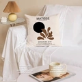 Matisse art style pillow in cream cotton linen with brown abstract plant patterns - 45x45cm Double-sided Short Plush (Without Core) / Matisse Art Paper Cut (TQS1-12)