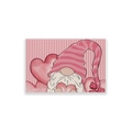 Set de table de la Saint-Valentin avec gnome rose et cœurs sur tissu rayé - CD31-25
