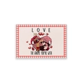 Set de table Saint-Valentin avec gnome, motif cœur et bordure à carreaux rouges - CD31-28