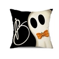Detailaufnahme von Halloween Kissenbezug aus Leinen mit Boo-Motiv und Geist Muster - Boo Geist Buchstabenmuster Stil (TQYM30-4) / Einseitiger Druck