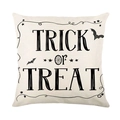 Minimalistischer Halloween Kissenbezug aus Leinen mit Trick or Treat Text und Fledermaus - Trick or Treat Textstil (TQYM31-2) / 45*45cm Leinen Einseitig Ohne Füllung
