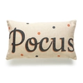 Halloween lumbar pillow case featuring Pocus text and orange dots on linen fabric - Pocus Polka Dot Style (TQD9-12)