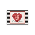 Set de table de Saint-Valentin avec rayures noires et cœur de roses rouges avec texte Love - CD31-36