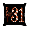 Halloween throw pillow cover featuring Oct 31 graphic and orange spider web design - Oct 31 Text (TQYM33-4) / 45x45cm Linen Single Sided (Without Core)