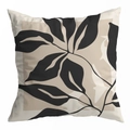 Amerikanischer Retro Kissenbezug mit schwarzen Blättern und braunem Rahmen in Creme - 45*45cm Doppelseitig Kurzer Plüsch / Schwarzer Rand Abstrakte Pflanze (TQS3-1)