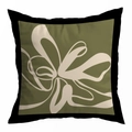 Olivgrüner Kissenbezug mit weißem Blumenmuster und breitem schwarzem Randdetail - 45*45cm Doppelseitig Kurzer Plüsch / Schwarzer Rand Abstrakte Grüne Mitte (TQS3-3)
