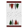 Dettaglio del runner natalizio con alberi decorativi e bordi in classico motivo a quadri - 45*66cm / Bianco con Alberi Leopardati e a Quadri (CSJ1-7)
