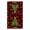 Asciugamano natalizio in microfibra con alberi a scacchi rossi e stelle dorate - 45*66cm / Albero di Natale a Quadri Rosso Nero (CSJ1-3)