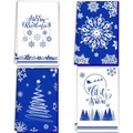 Set di 4 strofinacci da cucina natalizi in microfibra con motivi a fiocchi di neve e pini - Serie Fiocchi di Neve Blu e Bianchi (CSJ3-5) / 45*66cm
