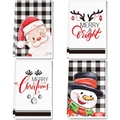 Dettaglio del set di 4 strofinacci natalizi in microfibra con Babbo Natale e stampe festive - Serie Festiva Rossa e Bianca (CSJ3-8) / 45*66cm