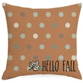 Leinen Kissenbezug mit Hello Fall Schriftzug und Ahornblatt Motiv in Braun gepunktet - Vintage Polka Dot Ahornblatt Stil (TQSD4-6) / 45*45cm (Kissen nicht enthalten)