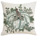 Linen Thanksgiving pillow cover with blue polka dot pumpkin and gray ribbon bow - Cyan Blue Polka Dot Pumpkin Foliage Style (TQSD4-12) / 45*45cm (Pillow Not Included)