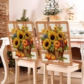 Autumn dining chair covers with pumpkin and sunflower pattern in orange plaid design - Sunflower Pumpkin Plaid (YT09-10)