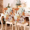 Close-up of harvest themed chair covers with orange oak leaves and acorn patterns - Autumn Leaves Acorn Floral (YT09-16)