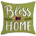 Olive green linen Thanksgiving pillow cover with Bless OUR HOME text print - 45x45cm (No Insert) / Olive Green Text Style (TQD5-7)