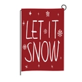 Detail der roten Weihnachts-Gartenfahne mit Let It Snow Text und Schneeflocken - Let It Snow Stil (HYQ42-14)