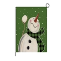 Weihnachts-Gartenfahne mit Schneemann, Karo-Schal und Schneeflockenmotev für Außen - Süßer Schneemann Stil (HYQ42-11)