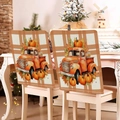 Detail of harvest pumpkin and vintage truck printed on autumn plaid dining chair covers - Vintage Pickup with Pumpkins (YT09-12)