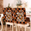 Detail of Halloween argyle chair covers with Trick or Treat print and spider web motifs - Trick or Treat Argyle Style (YT56-27) / 1 Piece/Pack (49x58cm)